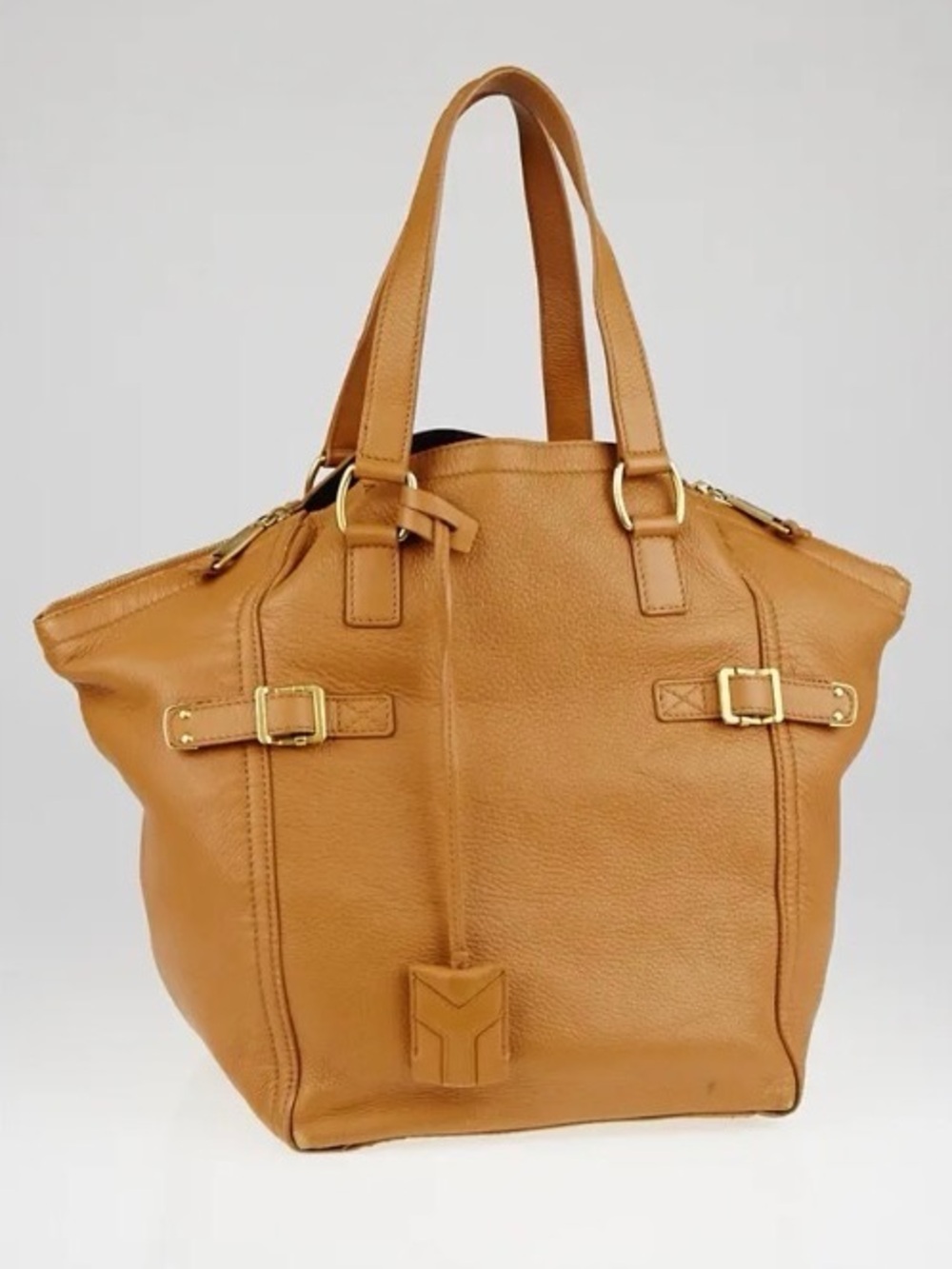 Yves Saint Laurent Tan Leather Tote with Gold Hardware